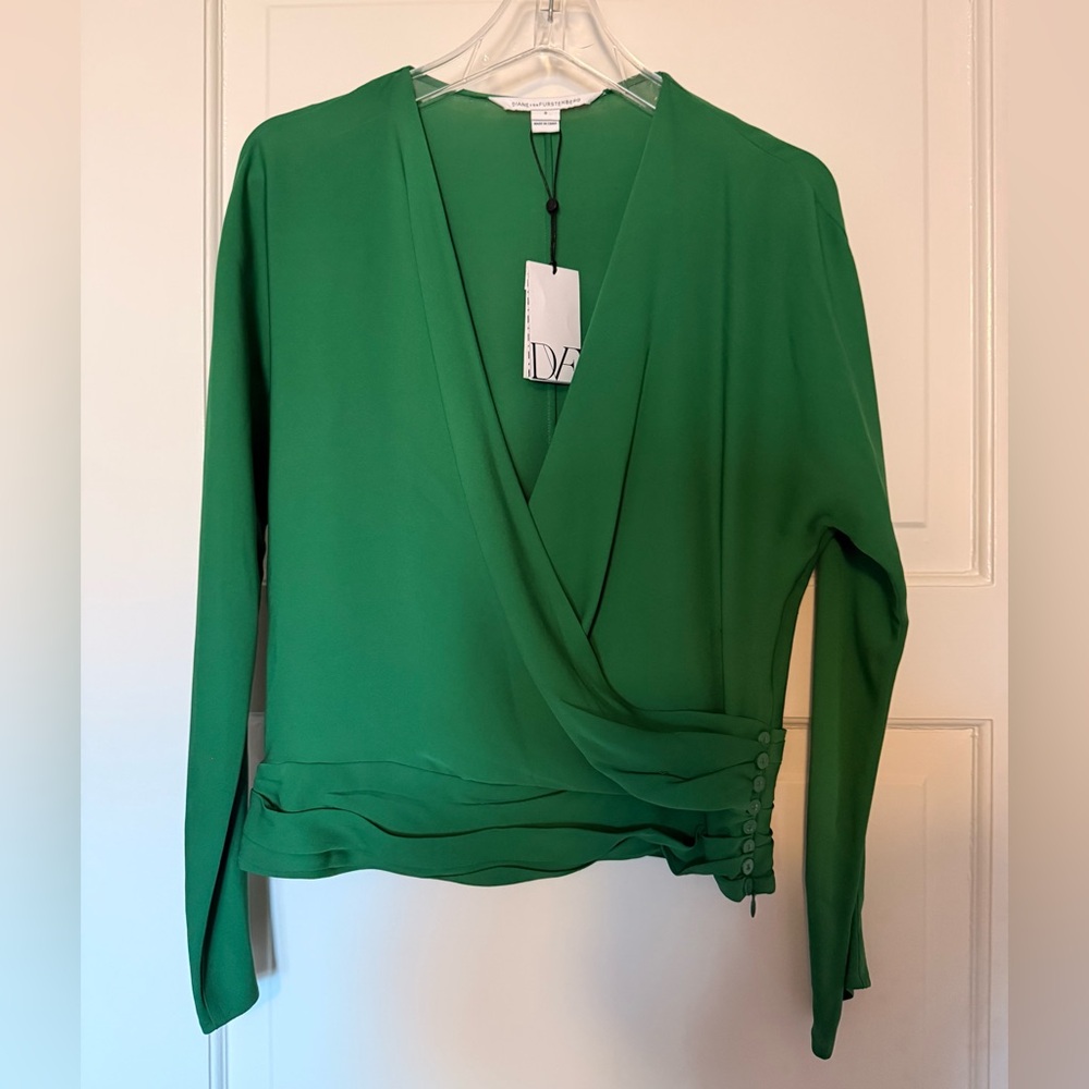 Diane Von Furstenberg Emerald Wrap Blouse
